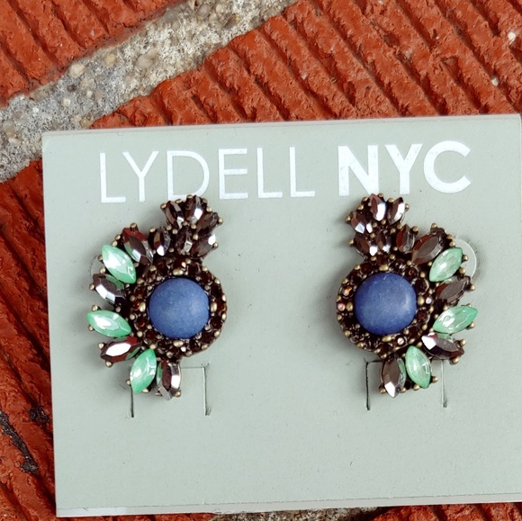 Gemstone Crystal Button Earrings - Picture 2 of 3